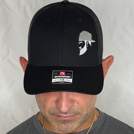 BLACK ON BLACK TRUCKER HAT