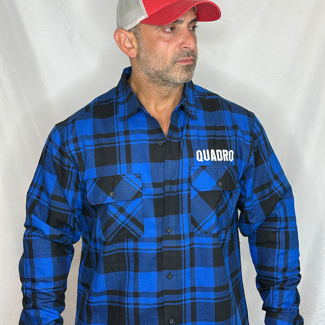 BLUE & BLACK FLANNEL BUTTON DOWN