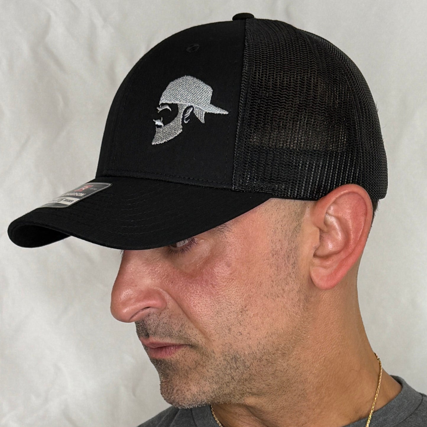 BLACK ON BLACK TRUCKER HAT
